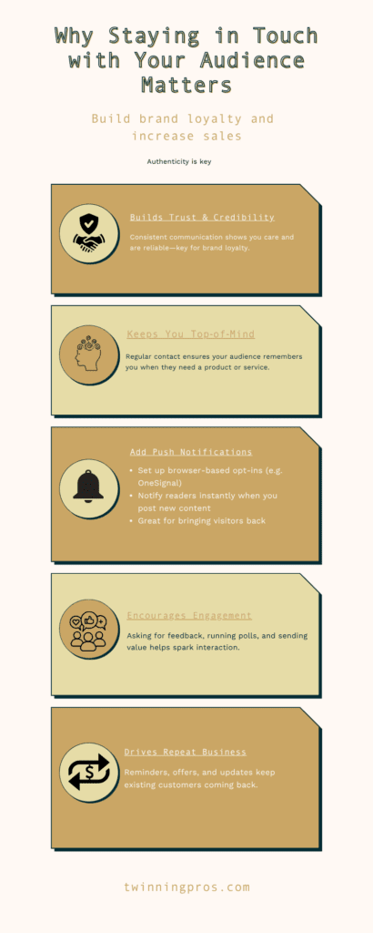why staying in touch with your audience matters infographic