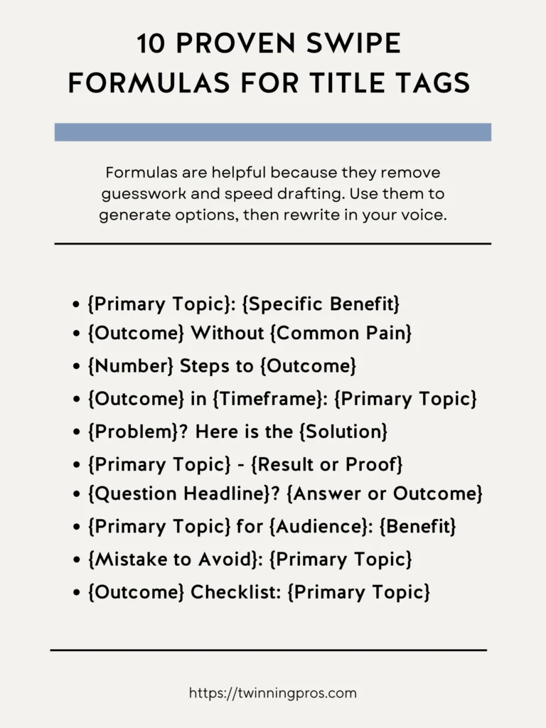 10 Proven Swipe Formulas for Title Tags