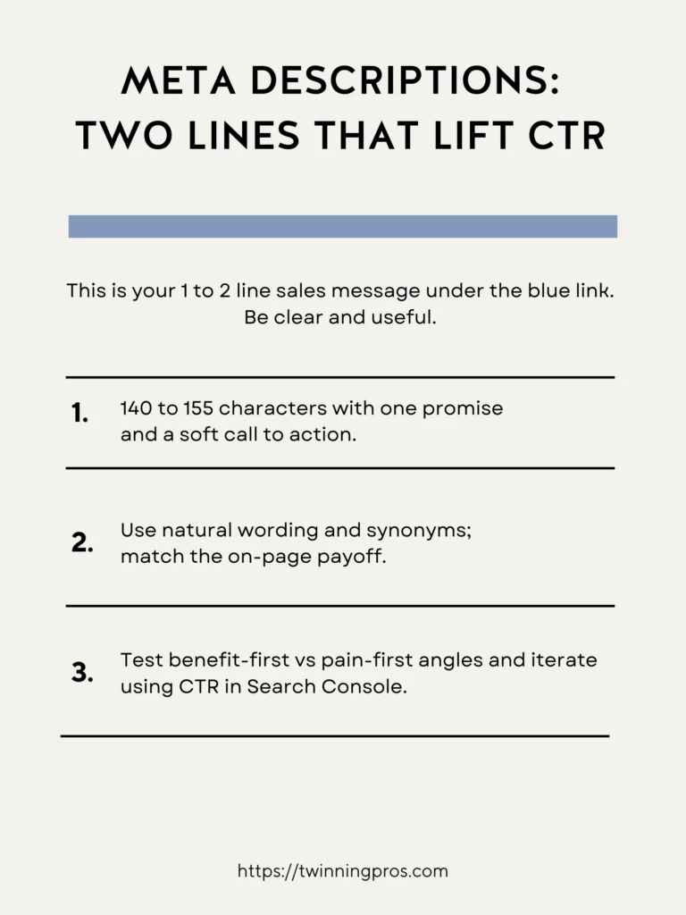 Meta Descriptions & On-page SEO: Two Lines That Lift CTR