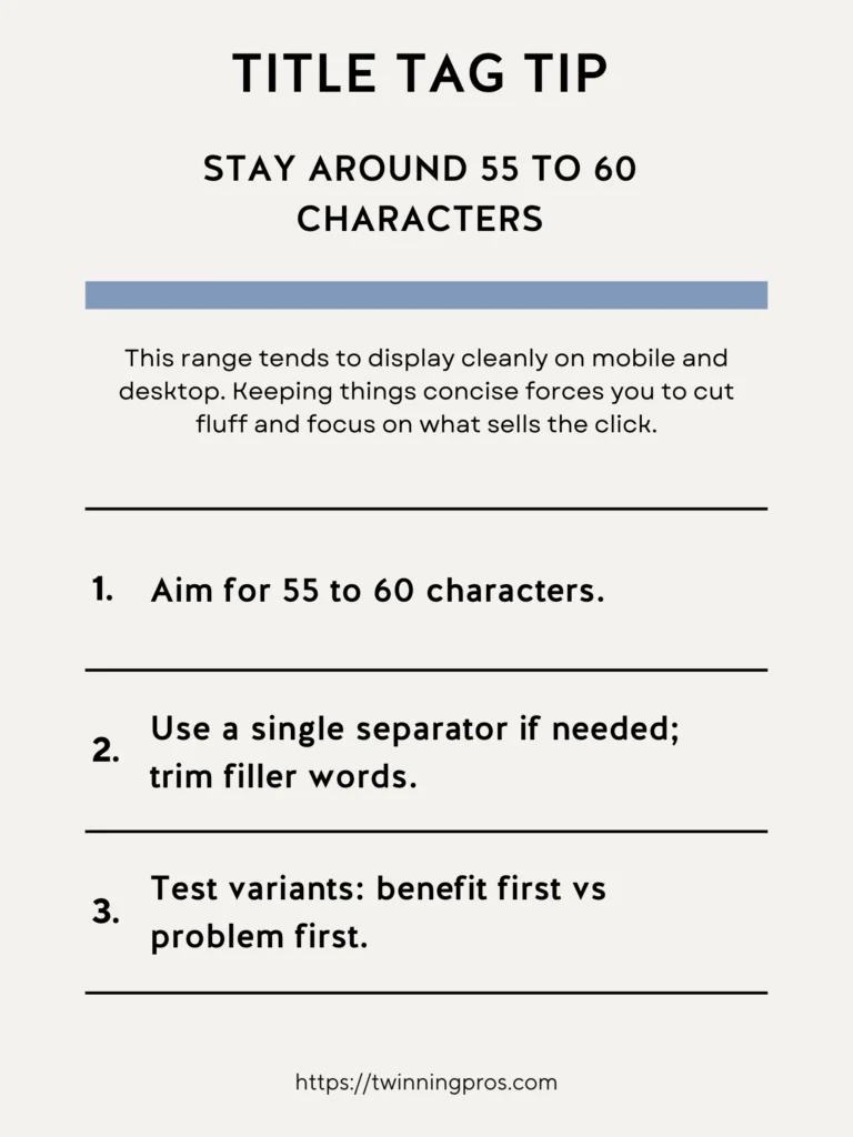 Title Tag Tip Stay Around 55 to 60 Characters